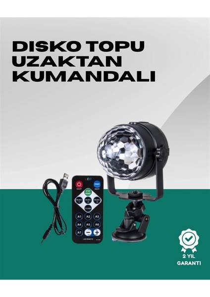 7 Farklı Aydınlatma Modu ve Ses Sensörlü Disko Topu Lambası