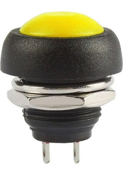 12MM PBS-33B 2 Pin Push Buton Sarı On Off 1A 250V Mini Yuvarlak Su Geçirmez Anahtar Momentary