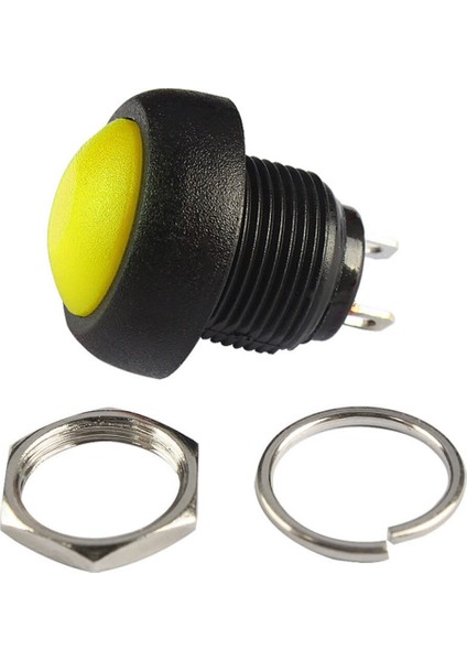 12MM PBS-33B 2 Pin Push Buton Sarı On Off 1A 250V Mini Yuvarlak Su Geçirmez Anahtar Momentary