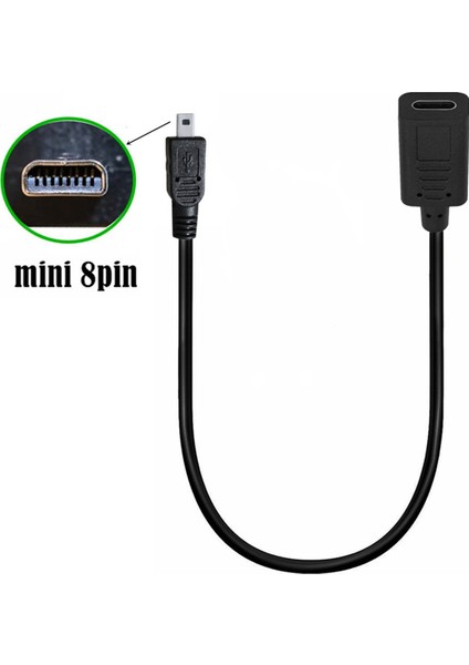 0.3m Mini 5p Tip C Dişi-8 Pimli Mini B Erkek Şarj Kablo Adaptör Dönüştürücü Kordon Kamera Kablosu C (Yurt Dışından) modelleri