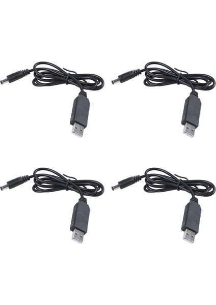 4x 5V -Dc 12V 2.1mm x 5.5mm Modül Dönüştürücü Dc Namlu Erkek Konnektörü Jack Güç Kablosu Fişi, USB -Dc Kablosu -1m (Yurt Dışından)