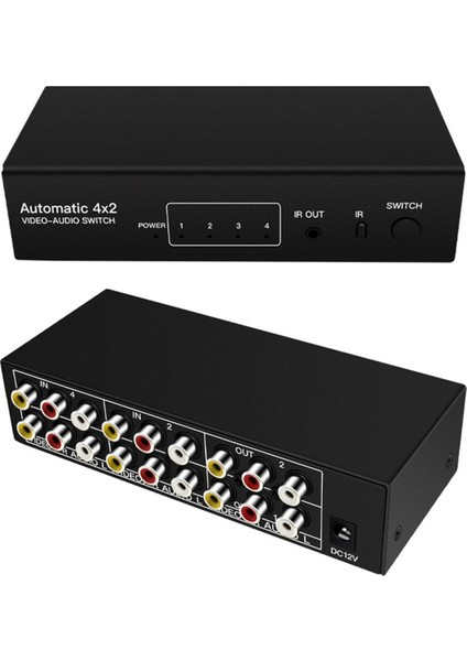 Kompozit Av Rca Anahtar Ayırtıcı 4 In 2 Out Analog Video C-Vbs Rca Av Sablister Swıtch Swıtchact 4x2 DVD Tv Eu Fişi Için Uzaktan (Yurt Dışından) modelleri