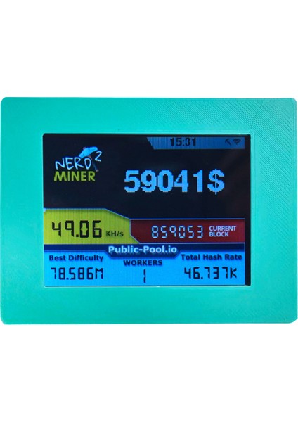 Nerdminer V2 Miner 56KH/S 2,8 Inç LCD Ekran Btc Piyango Madenci Bitcoin Solo Maden Miner Miner Green (Yurt Dışından)