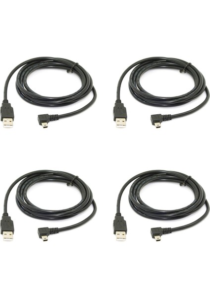 4pcs 1.8m Mini USB B Tip 5pin Erkek 90 Derecesi USB 2.0 Erkek Veri Kablosu Siyah Renk (Yurt Dışından)