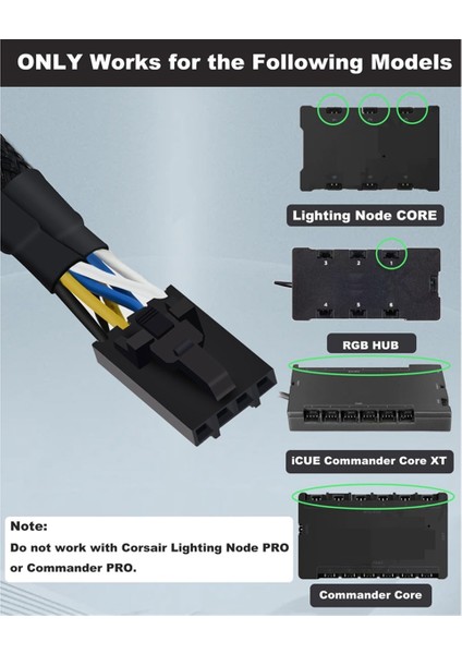Corsair Için Rgb Splitter Rgb Hub, Aydınlatma Düğüm Çekirdeği ve Icue Komutan Çekirdeği Xt 4 Pin Erkek - Kadın Fan Uzantı Kablosu (Yurt Dışından) modelleri