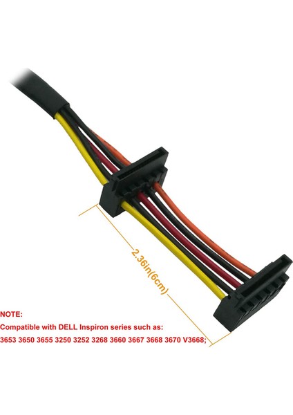 3x HDD Sata Güç Kablosu Sağ Açılı Sata 15 Pin X2 Ila Mini 6 Pin Atx Adaptörü Dell Inspiron 3653 3650 Serisi (Yurt Dışından) fiyatları