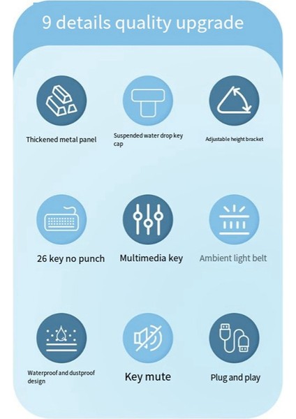 Kablolu Mekanik Klavye LED Sessiz Klavye Oyun Klavye Su Geçirmez Anti-Slide 104 Tuşlar Aydınlık Tuş Takımı A (Yurt Dışından) fiyatları