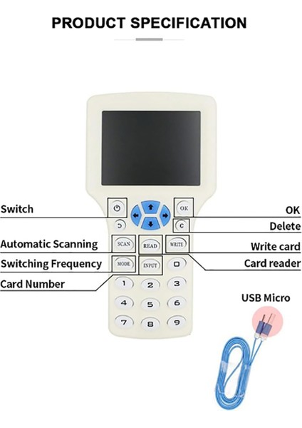 Gelişmiş Rfıd Kart Okuyucu Burner: Ic/ıd Ingilizce 10 Frekanslı Rfıd Decoder 125KHZ Için El Taşıyıcı Nfc Tarayıcı 13.56MHZ Kartlar (Yurt Dışından) modelleri