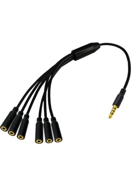 3,5mm Kulaklık Ayırıcı Kablosu 3.5mm 1/8 Inç 4 Katlı Trrs Erkek - 6 Port Aux Kablo Kulaklık Mikrofonu Ses Adaptörü (Yurt Dışından)