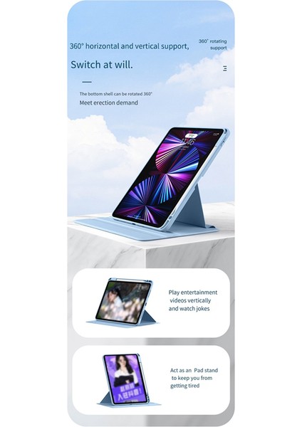 360 ° Dönen Tablet Kılıfı Ipad Için Acrililik Anti-Bend Koruyucu Kılıf 12.9 Inç (2018/2020/2021/2022) Koruyucu Kılıf (Yurt Dışından) fiyatları