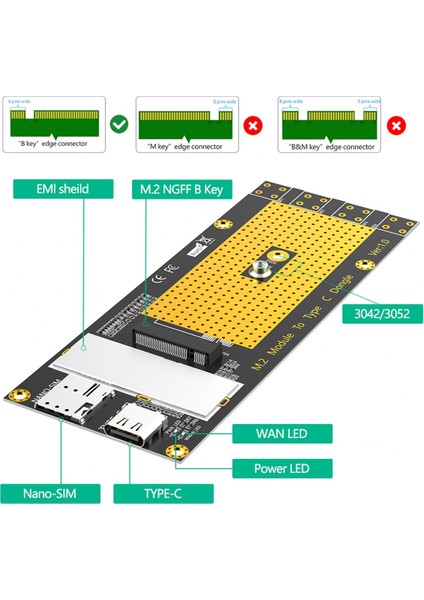 M.2 Ngff B Anahtar 3g/4g/5g Modülü Tip C Ağ Adaptörü Yükseltici Kartı Desteği RM500Q RM500U GM800 SIM8200 (Yurt Dışından) modelleri