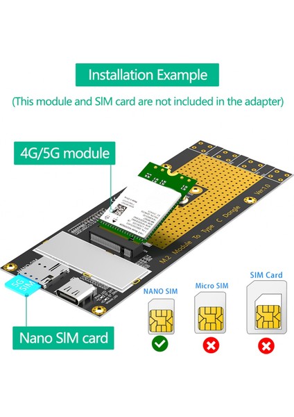 M.2 Ngff B Anahtar 3g/4g/5g Modülü Tip C Ağ Adaptörü Yükseltici Kartı Desteği RM500Q RM500U GM800 SIM8200 (Yurt Dışından) fırsatları