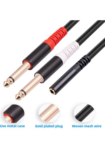 2pcs 3.5mm Ila Çift 6.5mm Adaptör 3.5mm Ses Aux Kablosu Çift 6.35 1/4 Inç Mono - Stereo 1/8 Inç 3,5mm Aux Kablosu (Yurt Dışından)