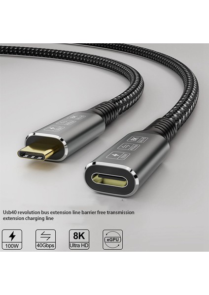 2x Usb4 8k Kablo 0.8m Thunderbolt 4 Uyumlu USB 4 Tip-C Erkek-Kadın Uzantısı Ultra Hd 8K@60Hz 100W 40GBPS (Yurt Dışından)