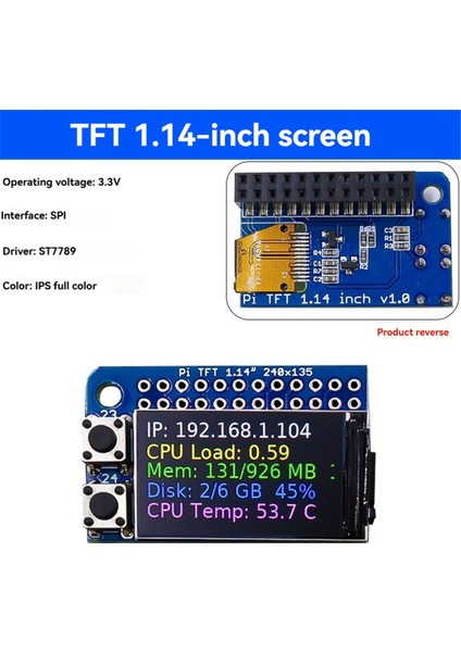 Raspberry Pi Pio Için Spı Arayüzü ile Tft Ekran Modülü 1.3 Inç Tam Renkli Ekran (Yurt Dışından) modelleri