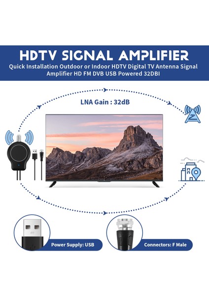 Hızlı Kurulum Dış Veya Kapalı Hdtv Dijital Tv Anten Sinyal Amplifikatörü Hd Fm Dvb USB Powered 32DBI (Yurt Dışından) indirimleri