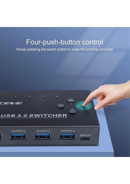 Kceve USB 3.0 Anahtar Km Anahtarı Seçici 4 Bilgisayar Dizüstü Bilgisayar Düzeneği Masaüstü Deptoplar Hub Splitter Kvm MacBook Pro Klavye Fare (Yurt Dışından) fırsatları