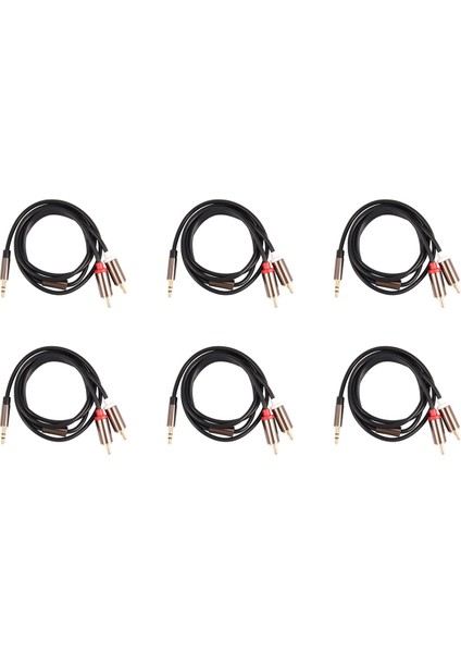 6x Jack 3.5mm Ila 2 Rca Ses Kablosu Aux Aux -Splitter 3.5mm Stereo Erkek - Erkek Rca Adaptör 2 Hoparlör Kablosu 1m (Yurt Dışından)