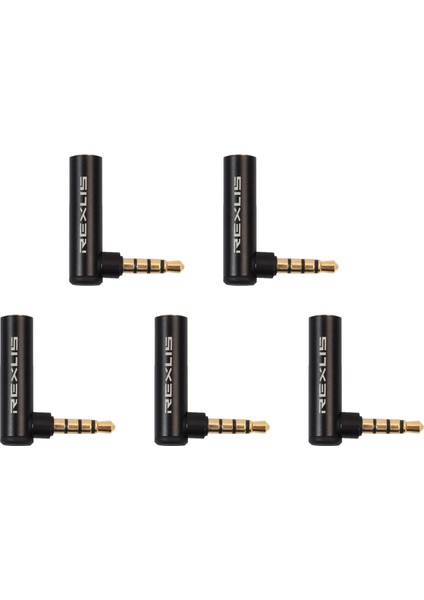 Rexlis 5pc 3.5mm Erkek - Kadın 90 Derece Sağ Açılı Adaptör Ses Mikrofon Kriko Stereo Fiş Konnektörü (Yurt Dışından)