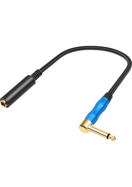Sağ Açı 6.35MM Trs Stereo Erkek - Kadın Ses Kablosu Gitar Uzatma Kablosu Kablosu Amplifikatörler Için Kulaklık 0.3m (Yurt Dışından)