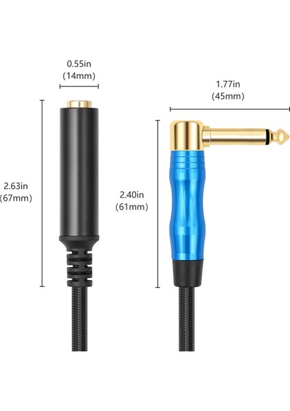 Sağ Açı 6.35MM Trs Stereo Erkek - Kadın Ses Kablosu Gitar Uzatma Kablosu Kablosu Amplifikatörler Için Kulaklık 0.3m (Yurt Dışından) fırsatları