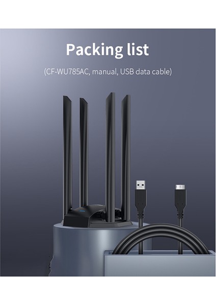 Comfast 1300MBPS Adaptador 2.4g ve 5ghz Çift Bantlı Düşük Gecikmeli USB Ağ Kartı Kablosuz Wifi Adaptör (Yurt Dışından) indirimleri