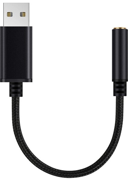 2x USB Ila 3,5 mm Kulaklık Jakı Ses Bağdaştırıcısı, Ps4 Için Pc, Dizüstü Bilgisayar Için Harici Stereo Ses Kartı (0.6 Feet, Siyah) (Yurt Dışından)