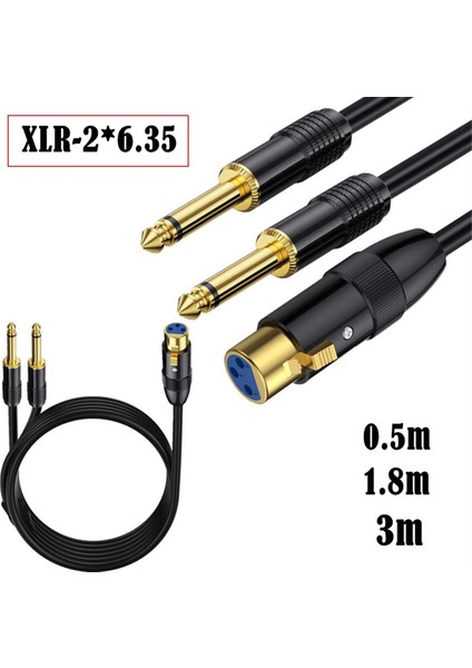 Xlr Dişi Ila Çift 1/4 Inç Y Ayırıcı Kablosu Dişi Xlr Ila Ikiye 6.35MM Mono Ts Fiş Mikrofon Ses Dönüştürücü Adaptör Kordon-A (Yurt Dışından) modelleri