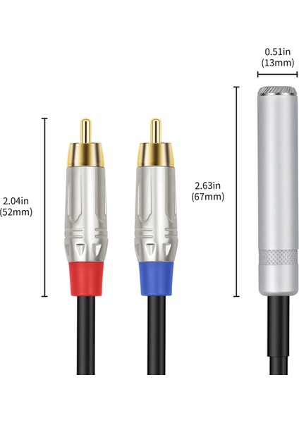 6.35MM Dişi Ila 2 Rca Erkek Kablo Stereo Ses Kablosu 1/4 Inç Kriko - 2 Rca Ses Ayrıştırıcı Kablosu (Yurt Dışından) fırsatları