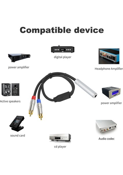 6.35MM Dişi Ila 2 Rca Erkek Kablo Stereo Ses Kablosu 1/4 Inç Kriko - 2 Rca Ses Ayrıştırıcı Kablosu (Yurt Dışından) indirimleri