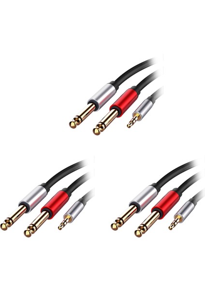 3pcs 3.5mm Ila Çift 6.5mm Adaptör Jakı Ses Kablosu 3.5 Ila 6.5 Aux Kordon 3.5 Gitar Mikser Amplifikatör Bas Için Jack Splitter (Yurt Dışından)