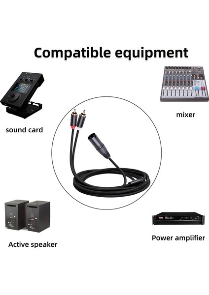 Xlr - Çift Rca Ses Kablosu A1 Xlr Erkek 3 Pin - Çift Rca Erkek Fişi Stereo Ses Kablosu Amplifikatör Karıştırma Av Kablosu 2m (Yurt Dışından)