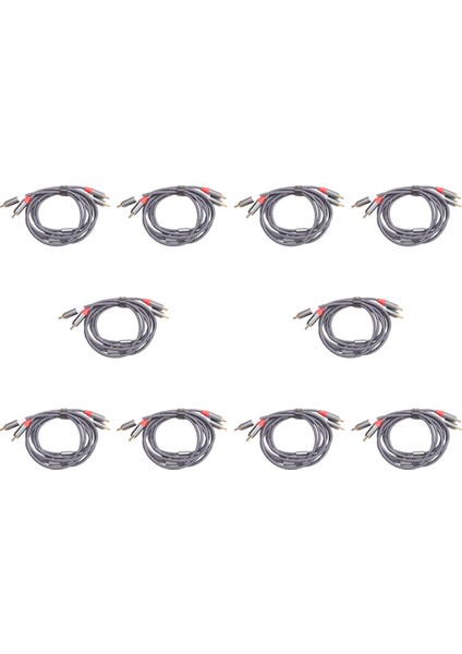10X Rca Stereo Kablo, [6ft/1.8m, Çift Korumalı Altın Kaplama] 2rca Erkek Ila 2rca Erkek Stereo Ses Kablosu Ev Sineması Için (Yurt Dışından)
