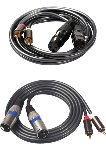 1.5m Çift Rca Erkek - Xlr Erkek Kablosu 2 Xlr - 2 Rca Fiş Adaptörü Hıfı Kablosu ve Çift Kadın Xlr - Rca Kablosu (Yurt Dışından)