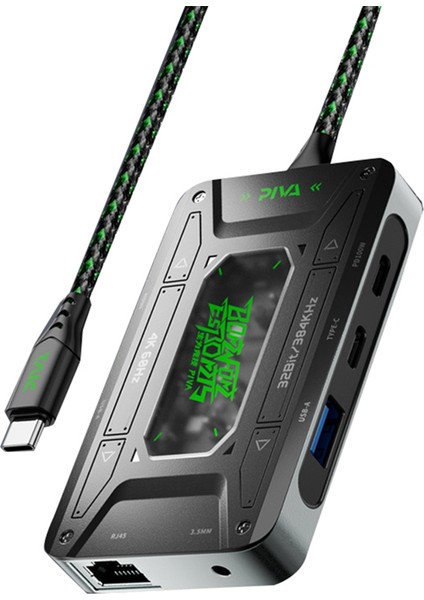 Piva Ses Adaptörü Tip C Dock Istasyonu Evrensel Kulaklık Dönüştürücü USB Dönüştürücü Tablet Veri Desteği Hızlı Şarj Ds7 (Yurt Dışından)