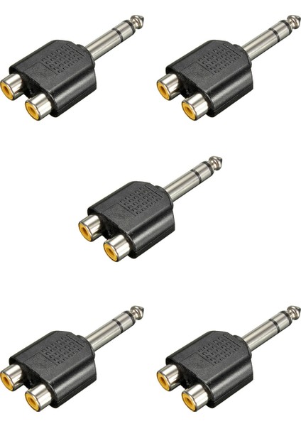 5pcs 6.35MM 1/4 Inç Erkek Stereo Ila 2 Çift Rca Dişi Y Sıfırlayıcı Ses Adaptör Dönüştürücü (Yurt Dışından)