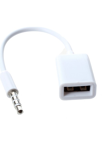 3x Araba Mp3 3.5mm Erkek Aux Audio Plug Jack - USB 2.0 Dişi Dönüştürücü Kablo Kablosu Beyaz (Yurt Dışından) fiyatları
