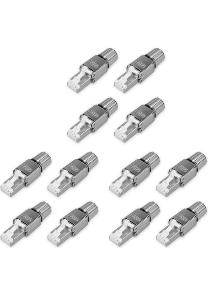 RJ45 Ağ Konektör Paketi 12 CAT6A Rj -45 Ağ Konektörleri Seti -Kalıcı Cat 6A Ethernet Kablo Gerinim Kaldırma Fişleri (Yurt Dışından)
