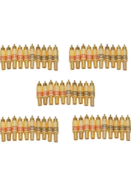 50PCS Altın Tonu Erkek Rca Fiş Ses Konnektörü Metal Yay Adaptörü (Yurt Dışından)