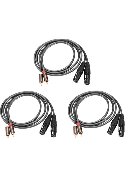 3x Çift Dişi Xlr - Rca Kablosu, Ağır Hizmet Tipi 2 Xlr Dişi Ila 2 Rca Erkek Yama Kablosu Hif Stereo Ses Bağlantı Kablosu (Yurt Dışından)
