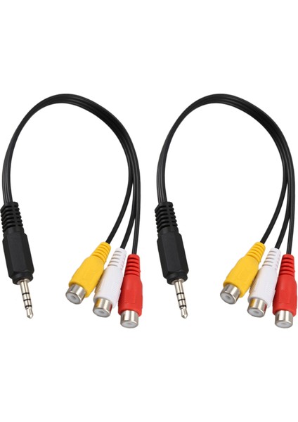2 Adet 3,5mm Erkek Fişe 3 Rca Dişi Ses Video Av Kablosu 22CM (Yurt Dışından)