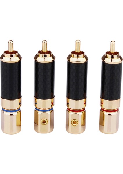 4 Pcs Hıfı Rca Fiş Yüksek Kaliteli Karbon Fiber 24K Altın Kaplama Rca Kablo Kablo Konnektör Adaptörü (Yurt Dışından)