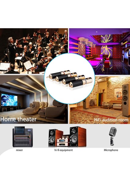 4 Pcs Hıfı Rca Fiş Yüksek Kaliteli Karbon Fiber 24K Altın Kaplama Rca Kablo Kablo Konnektör Adaptörü (Yurt Dışından) fiyatları