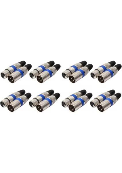 8 Çift Xlr Konnektör 3pin Audio Mikrofon Mikrofon Xlr Erkek Fiş Kadın Jack Adaptör (Yurt Dışından)