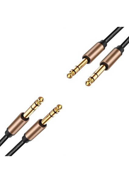 2pcs 6.5mm Jack Ses Kablosu Gitar Mikser Amplifikatörü Için Örgülü 1.8m Jack Cord Erkek - Erkek Aux Kablosu (Yurt Dışından)
