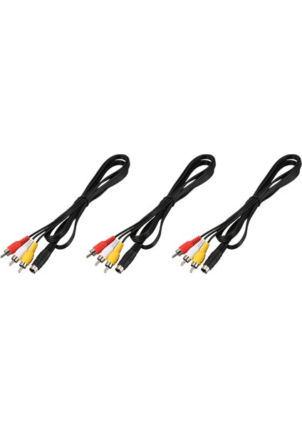 3pcs 1.5m 4.9ft 3 Rca Erkek-4 Pin S-Video Erkek Tv Pc Dönüşüm Kablosu (Yurt Dışından)