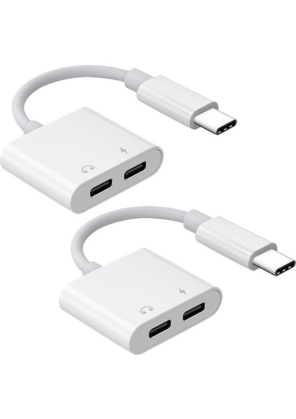 2x 2 Arada 1 Çift C Tip C Kulaklık Adaptörü Usbc Splitter Jack Aux Huawei Samsung Xiaomi Için Ses Şarj Dönüştürücü (Yurt Dışından)