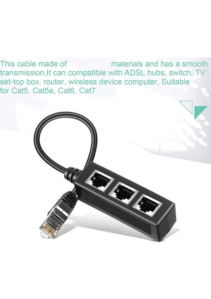 RJ45 Ethernet Splitter Adaptörü, Ethernet Splitter 1 Ila 3, Ev, Ofis, Okul Ağının Genişletilmesi Için (Yurt Dışından) modelleri