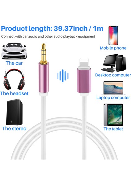 Iphone Aux Cord Aux Cord Için Car Apple Için Iphone5 ve Üst Modeller ve Ipad-Rose Gold Için 3,5 mm Aux Kablosu (Yurt Dışından) fiyatları