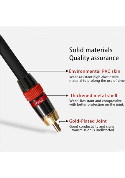 4x Fsu Dijital Audio Rca Kablo Premium Stereo Rca - Rca Koaksiyel Spdıf Kablo Erkek Hoparlör Hıfı Subwoofer Kablosu Av 0.5m (Yurt Dışından)